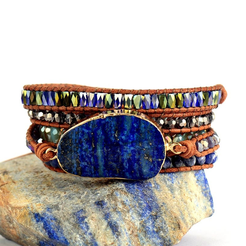 Indigo Lapis Lazuli & Sodalite Bracelet - Wrap Bracelets - Pretland | Spiritual Crystals & Jewelry