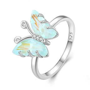 Butterfly Aquamarine Sterling Silver Ring