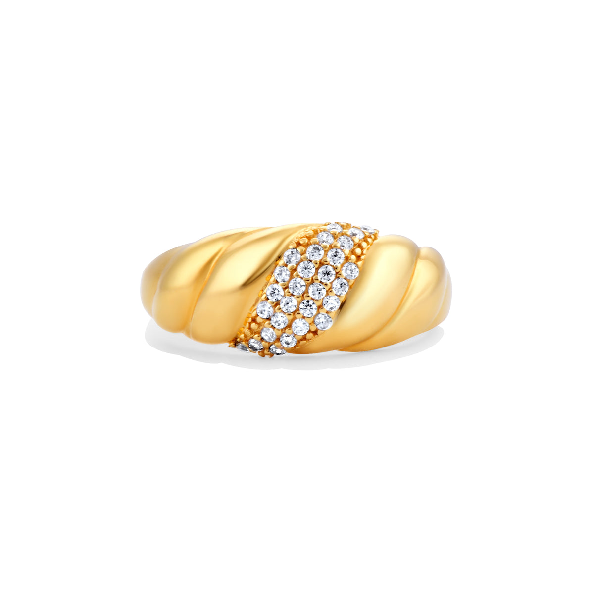 Croissant Zircon Gold Ring