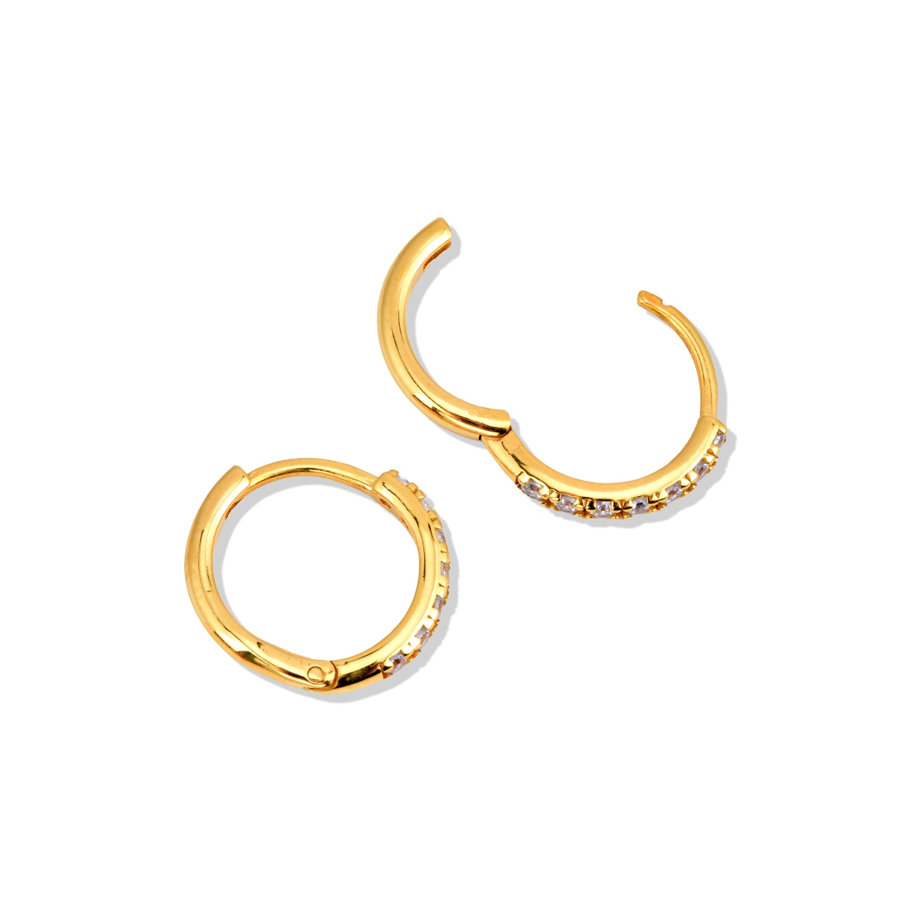 Pave Huggie 24K Gold Vermeil Hoop Earrings