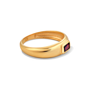 Garnet Domed Gold Ring