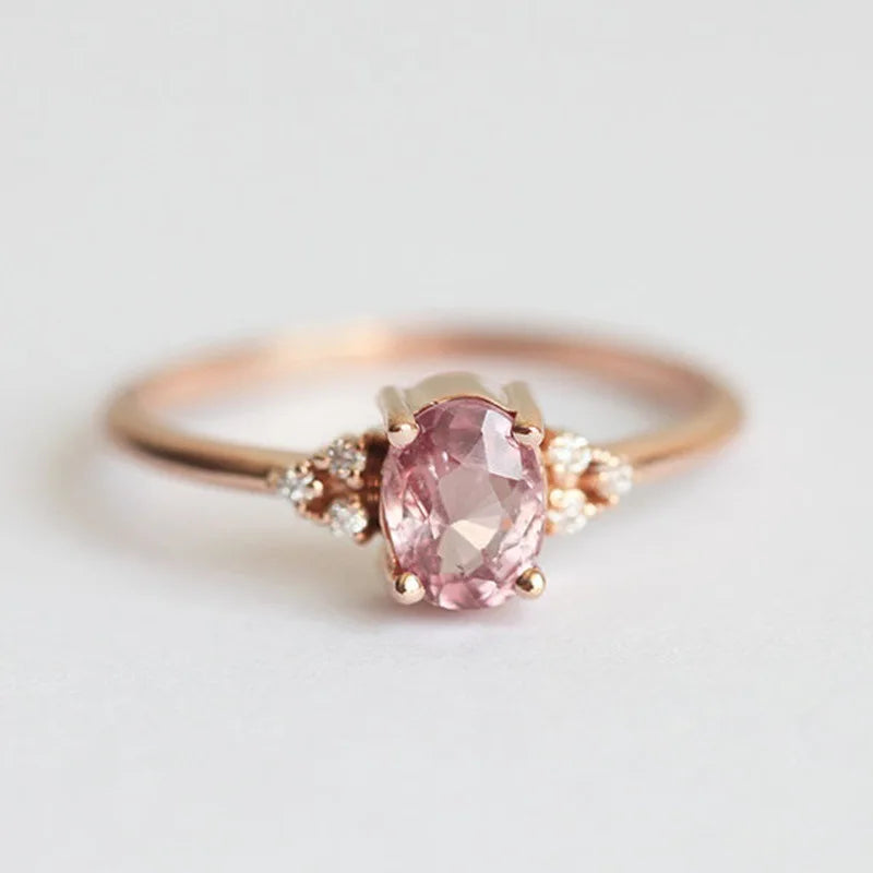 Chic Pink Oval Quartz Ring