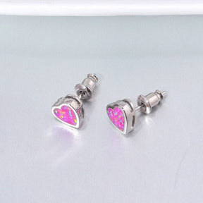 Sweet Heart Silver Plated Earrings - Pink - Stud Earrings - Pretland | Spiritual Crystals & Jewelry
