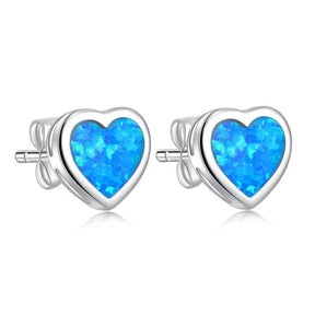 Sweet Heart Silver Plated Earrings - Blue - Stud Earrings - Pretland | Spiritual Crystals & Jewelry