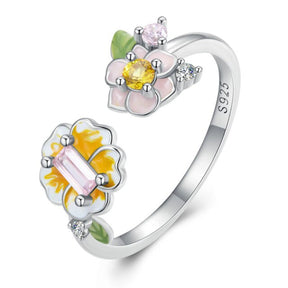 Pretty Spring Design Silver Adjustable Ring