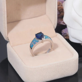 Chic Sapphire & Rainbow Fire Opal Ring