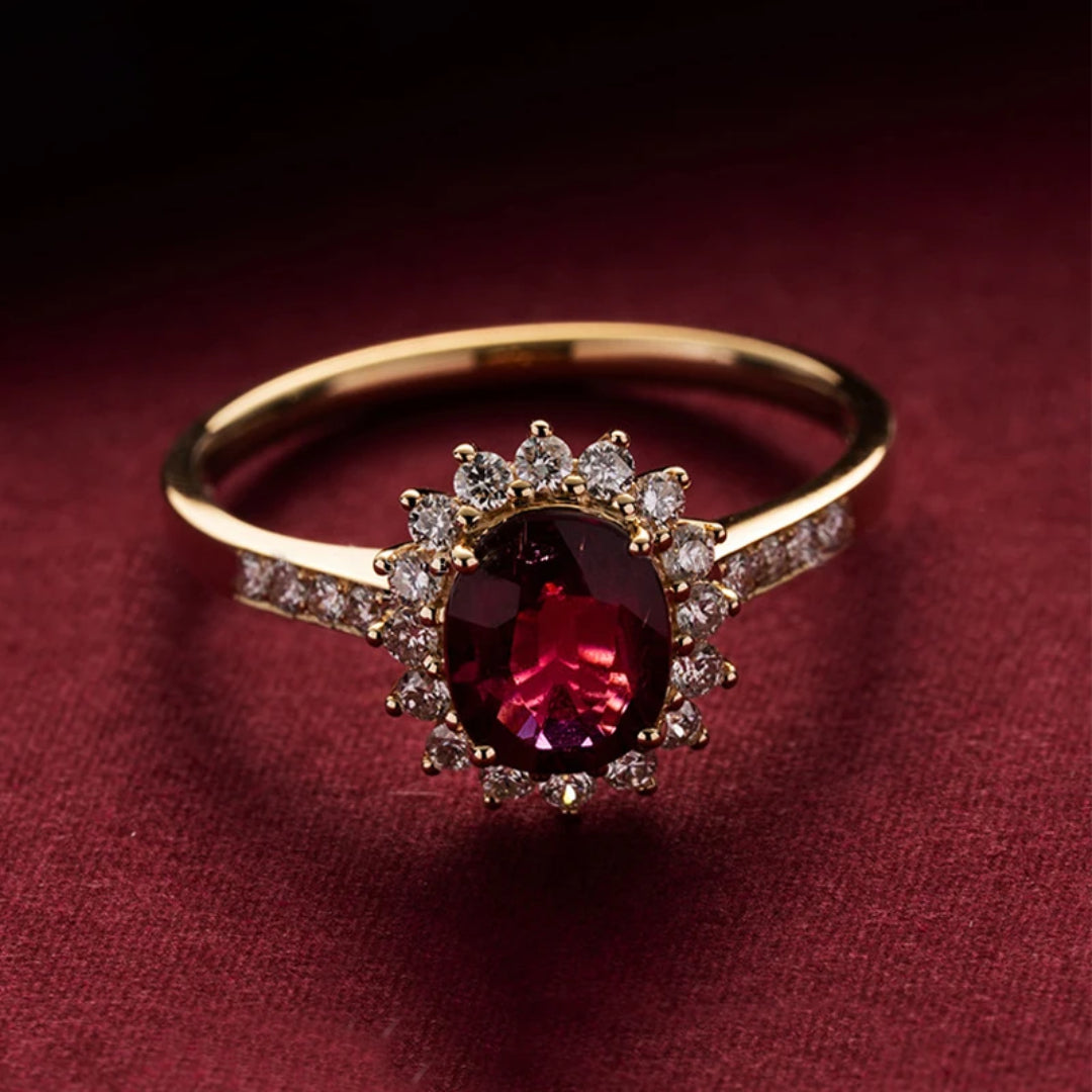 Vintage Ruby 18K Gold Plated Silver Ring