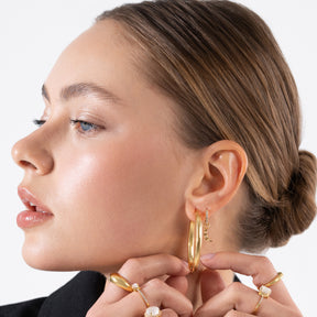 Pave Huggie 24K Gold Vermeil Hoop Earrings