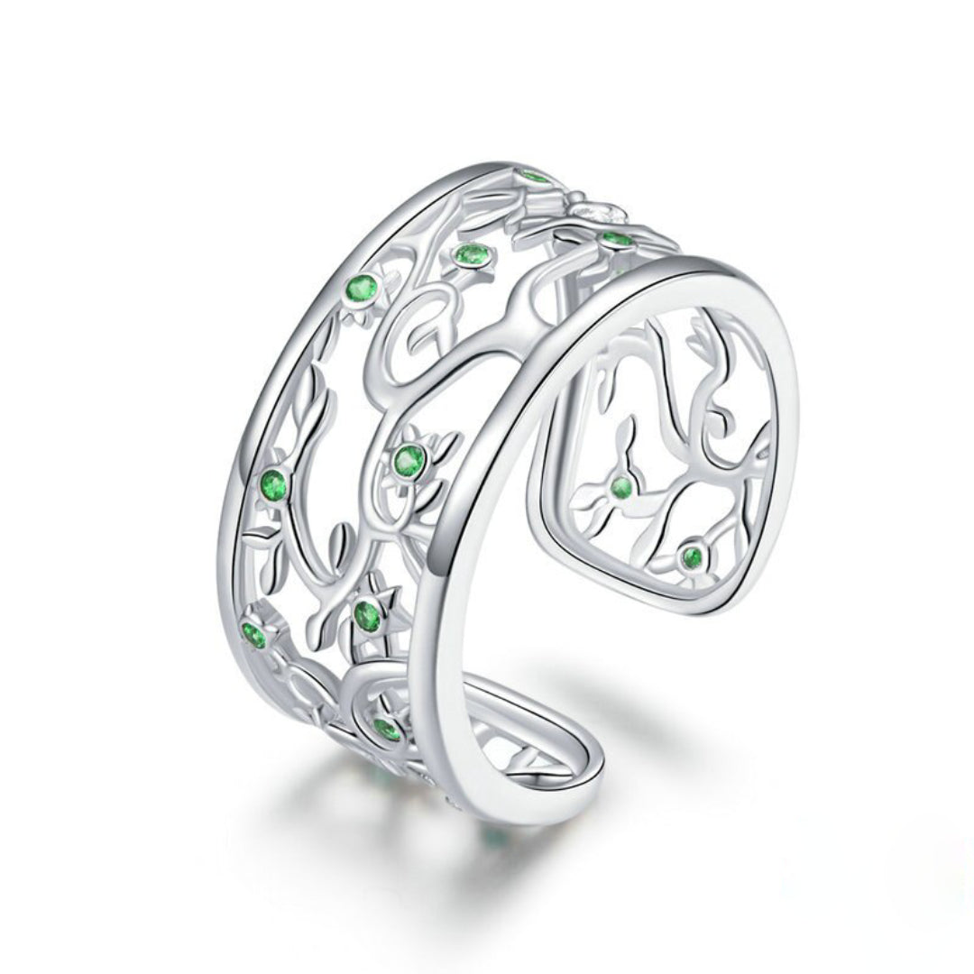 Tree of Life Adjustable Silver Ring