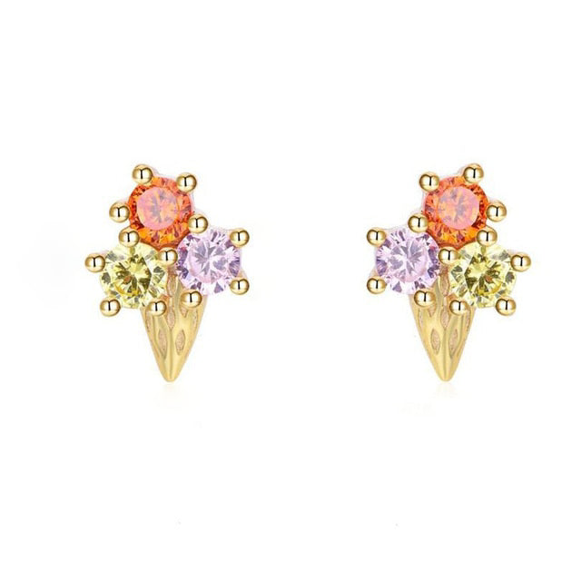 Sweet Ice Cream Stud Earrings - Gold - Earrings - Pretland | Spiritual Crystals & Jewelry