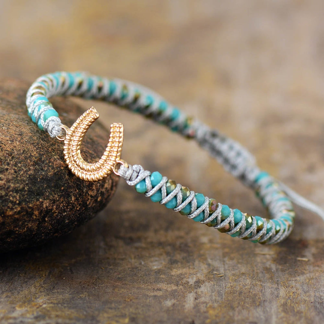 Lucky Horseshoe Blue Jasper Bracelet - Bracelets - Pretland | Spiritual Crystals & Jewelry