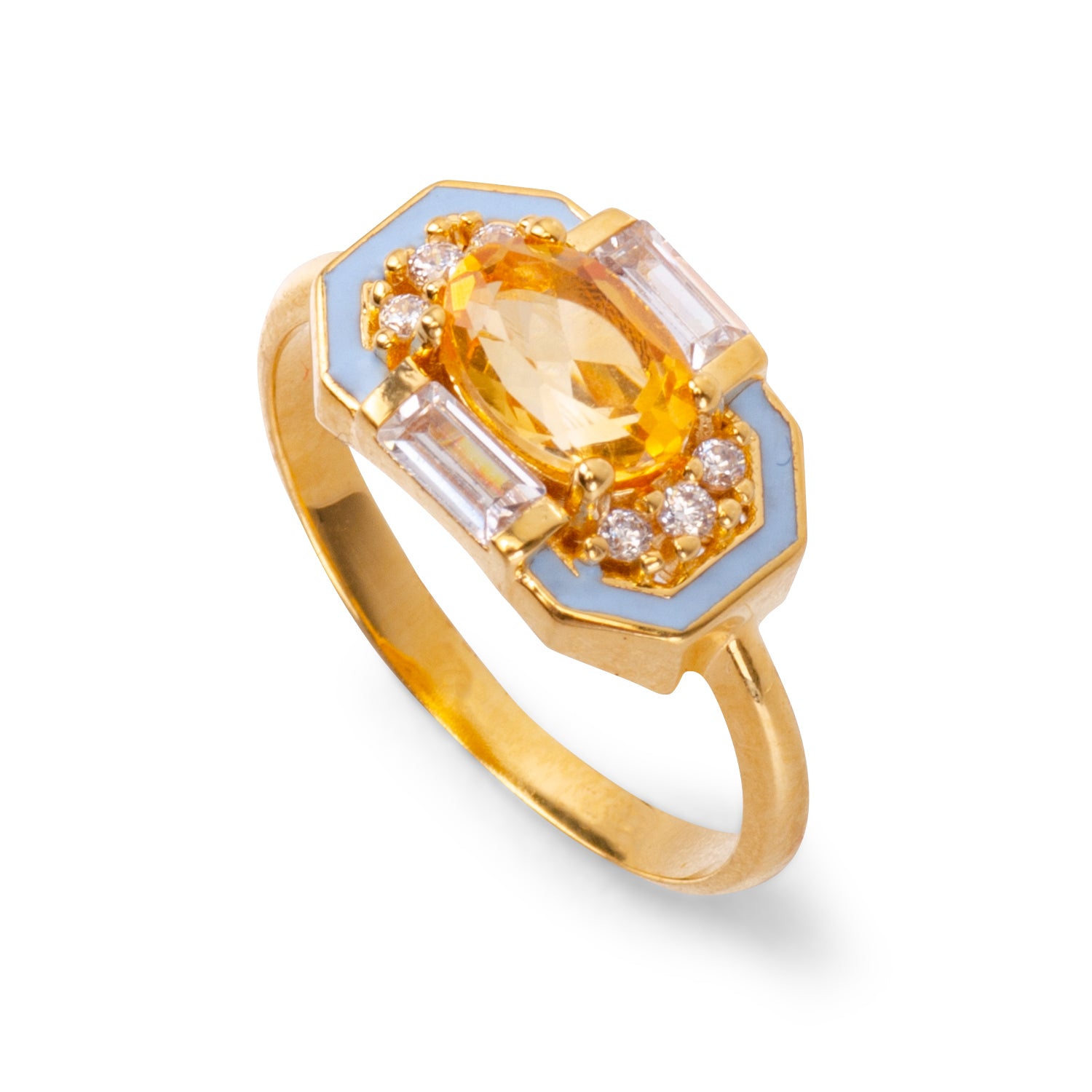 Lena Citrine 24K Gold Ring - Gold Vermeil Ring - Pretland | Spiritual Crystals & Jewelry