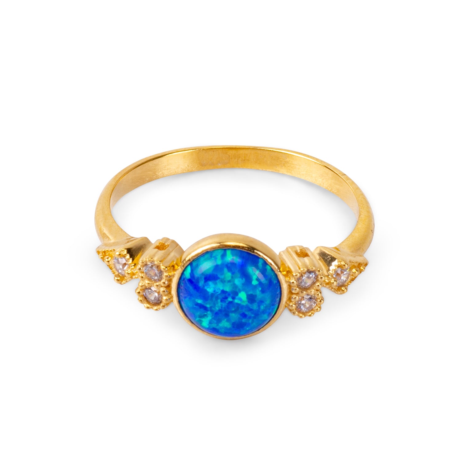 Eleanor Blue Opal 24K Gold Ring - Gold Vermeil Ring - Pretland | Spiritual Crystals & Jewelry