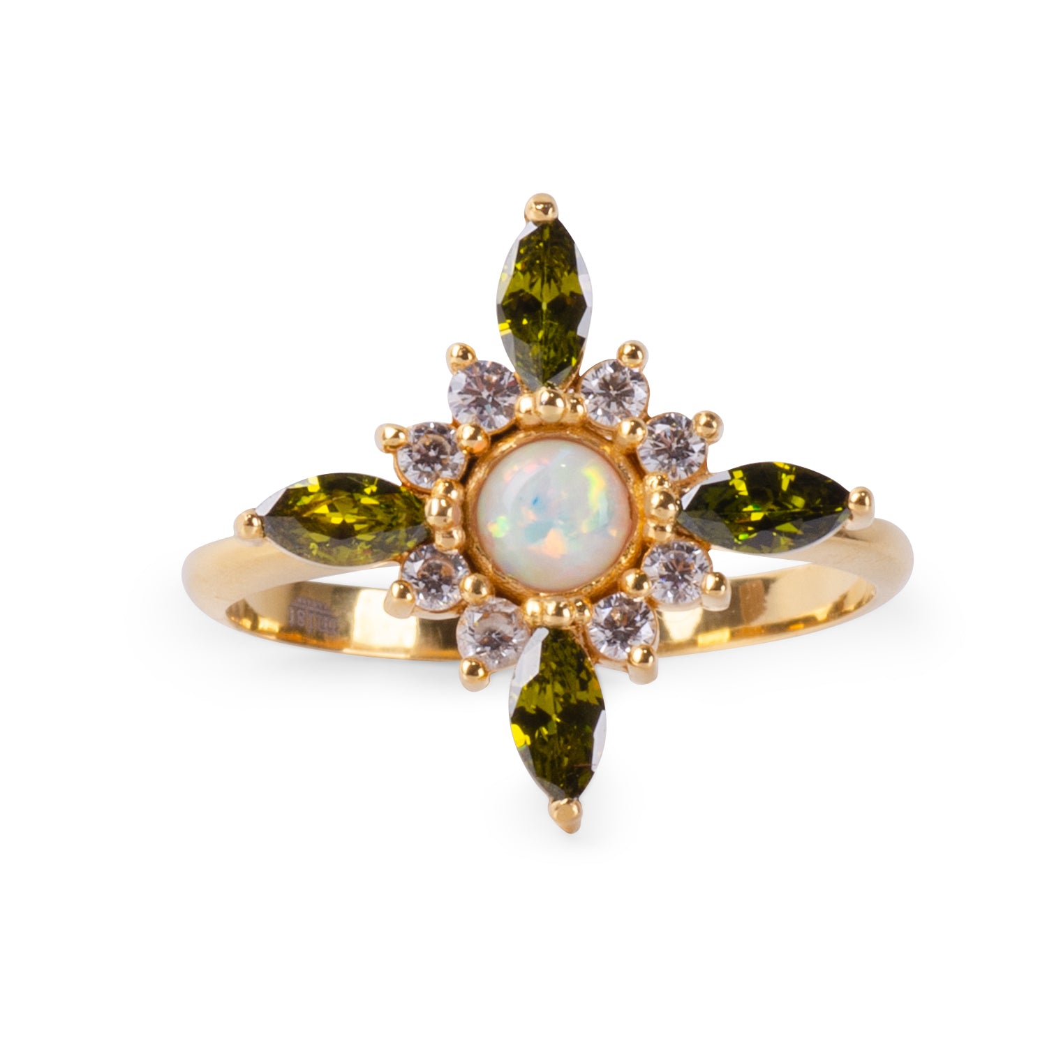 Flora Green Quartz 24K Gold Ring - Gold Vermeil Ring - Pretland | Spiritual Crystals & Jewelry