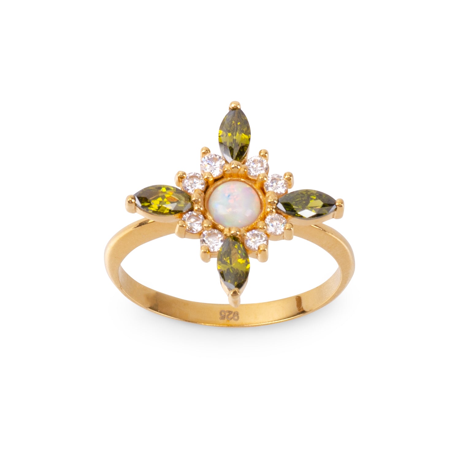 Flora Green Quartz 24K Gold Ring - Gold Vermeil Ring - Pretland | Spiritual Crystals & Jewelry