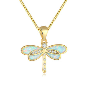 Spiritual Dragonfly Opal 925 Sterling Silver Pendant - White - Pendants - Pretland | Spiritual Crystals & Jewelry