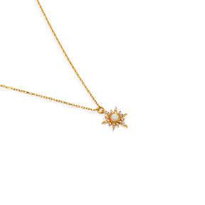 Sunstar White Opal 24K Gold Necklace - Gold Vermeil Necklace - Pretland | Spiritual Crystals & Jewelry