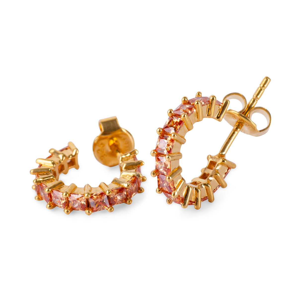 Helen Morganite 24K Gold Earrings - Gold Vermeil Earrings - Pretland | Spiritual Crystals & Jewelry