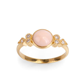Eleanor Pink Opal 24K Gold Ring - Gold Vermeil Ring - Pretland | Spiritual Crystals & Jewelry