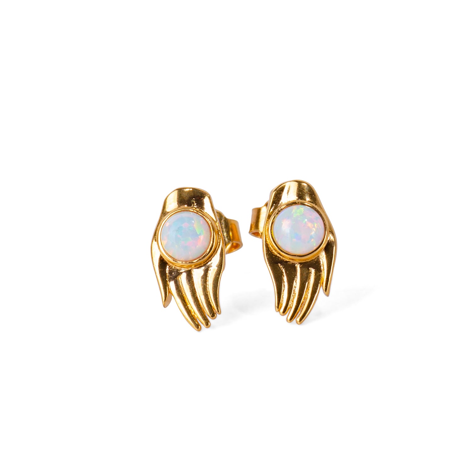 Hamsa Opal 24K Gold Earrings - Gold Vermeil Earrings - Pretland | Spiritual Crystals & Jewelry