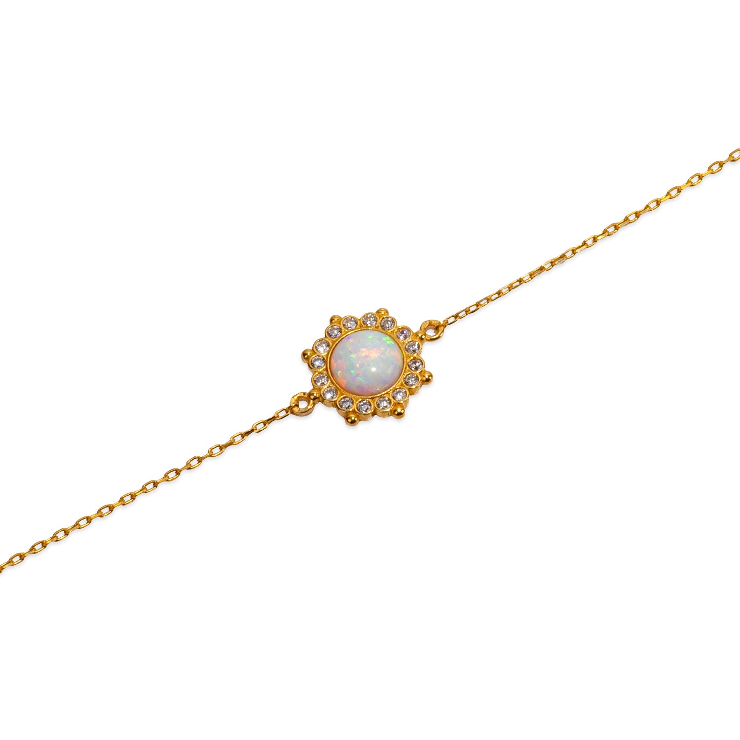 Sun White Opal 24K Gold Bracelet - Gold Vermeil Bracelets - Pretland | Spiritual Crystals & Jewelry