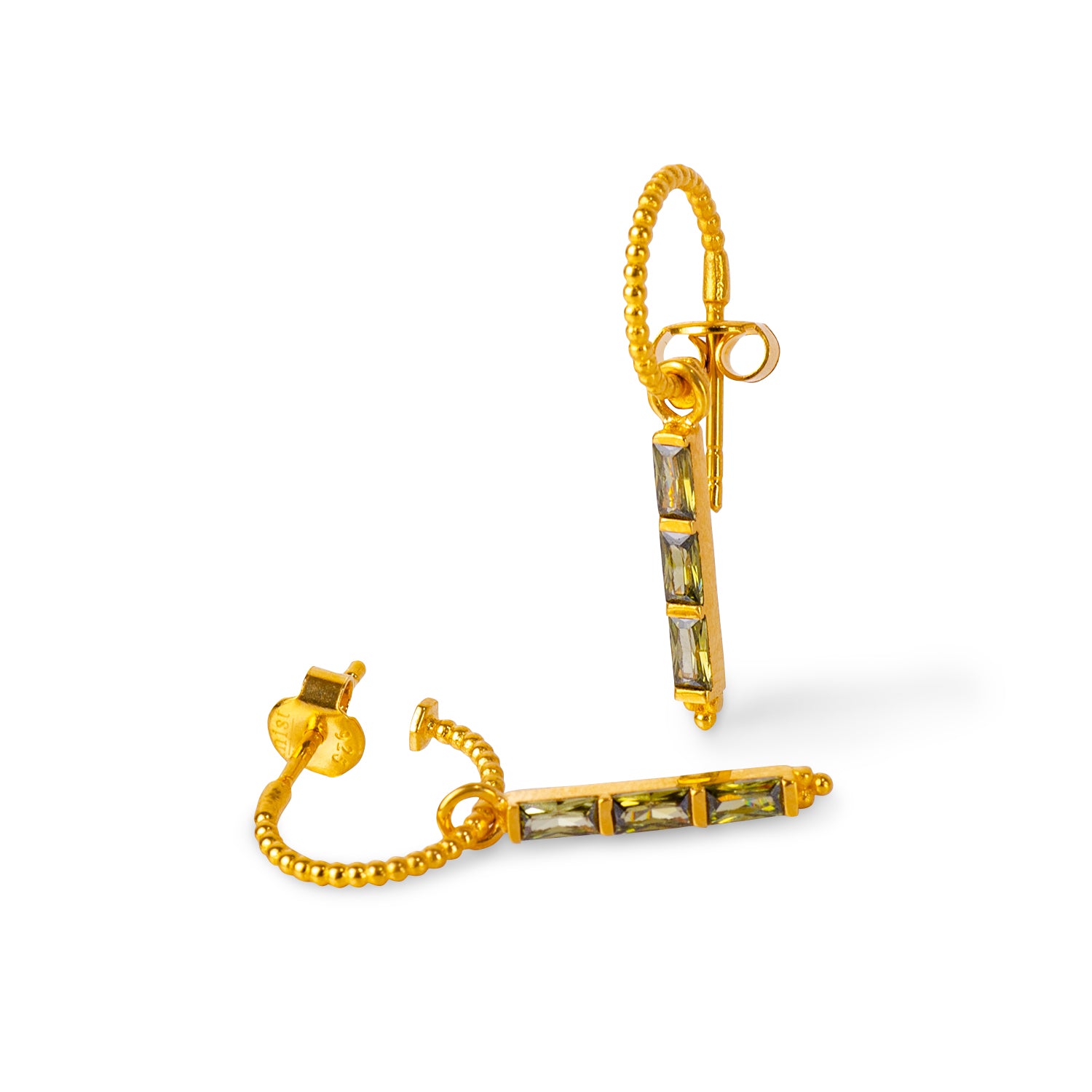 Theodora Green Quartz 24K Gold Earrings - Gold Vermeil Earrings - Pretland | Spiritual Crystals & Jewelry