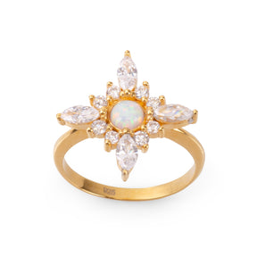 Flora Clear Quartz 24K Gold Ring - Gold Vermeil Ring - Pretland | Spiritual Crystals & Jewelry