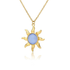Sun Flower Moonstone & Labradorite Necklace - Gold - Necklaces - Pretland | Spiritual Crystals & Jewelry