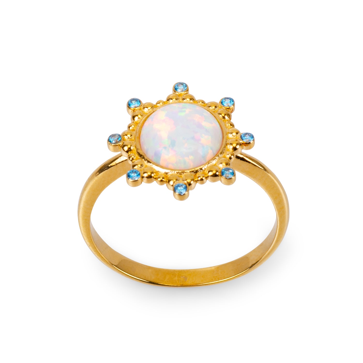 Starlight White Opal 24K Gold Ring - Gold Vermeil Ring - Pretland | Spiritual Crystals & Jewelry