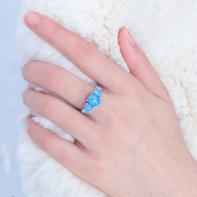 Spiritual Blue Fire Opal Silver Ring - Rings - Pretland | Spiritual Crystals & Jewelry