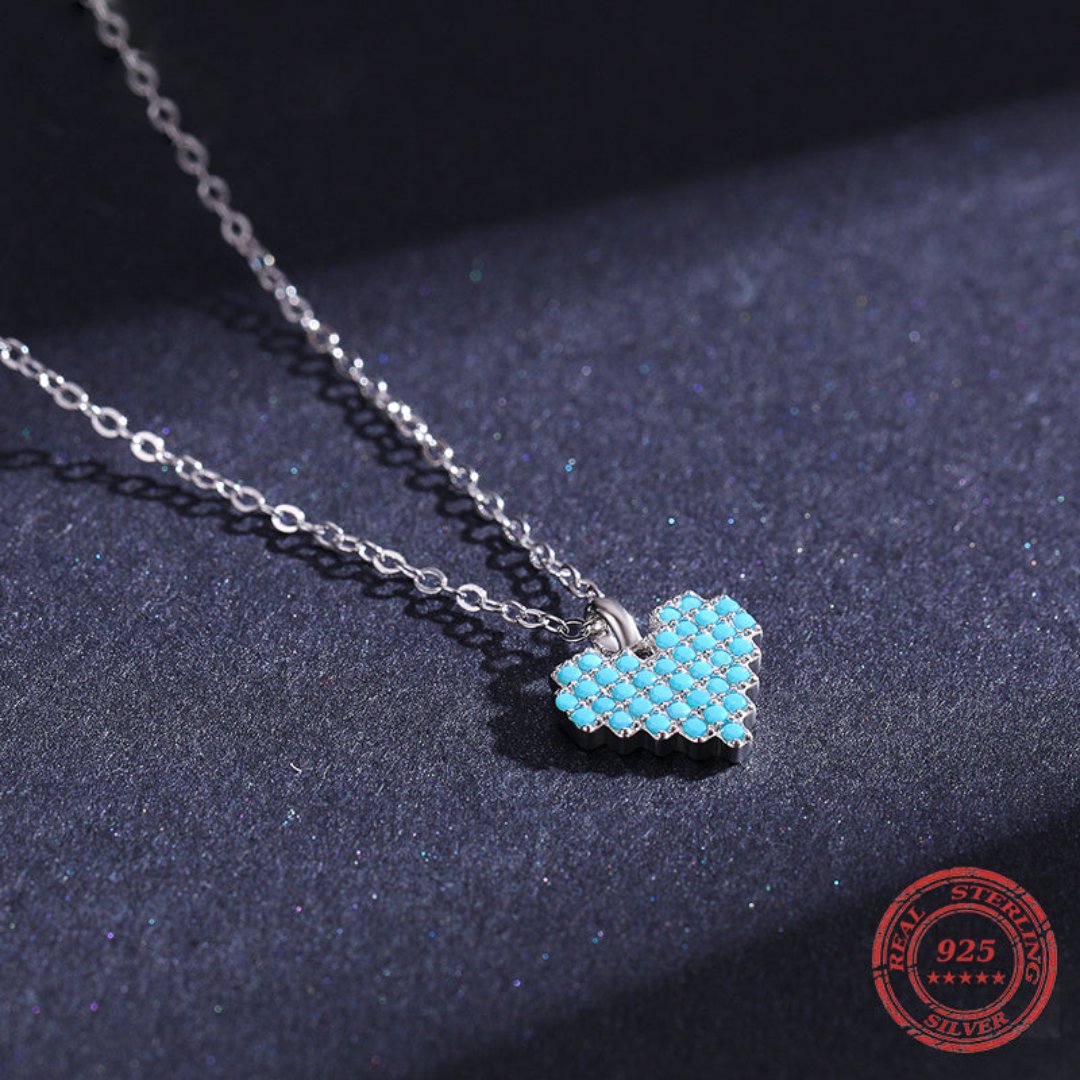 Turquoise Heart 925 Sterling Silver Necklace - Necklaces - Pretland | Spiritual Crystals & Jewelry