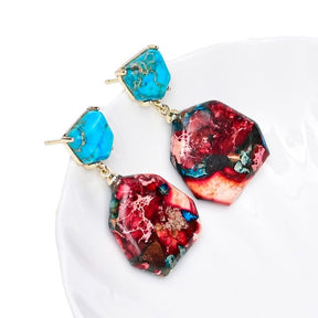 Ethnic Colorful Natural Jasper Earrings - Earrings - Pretland | Spiritual Crystals & Jewelry