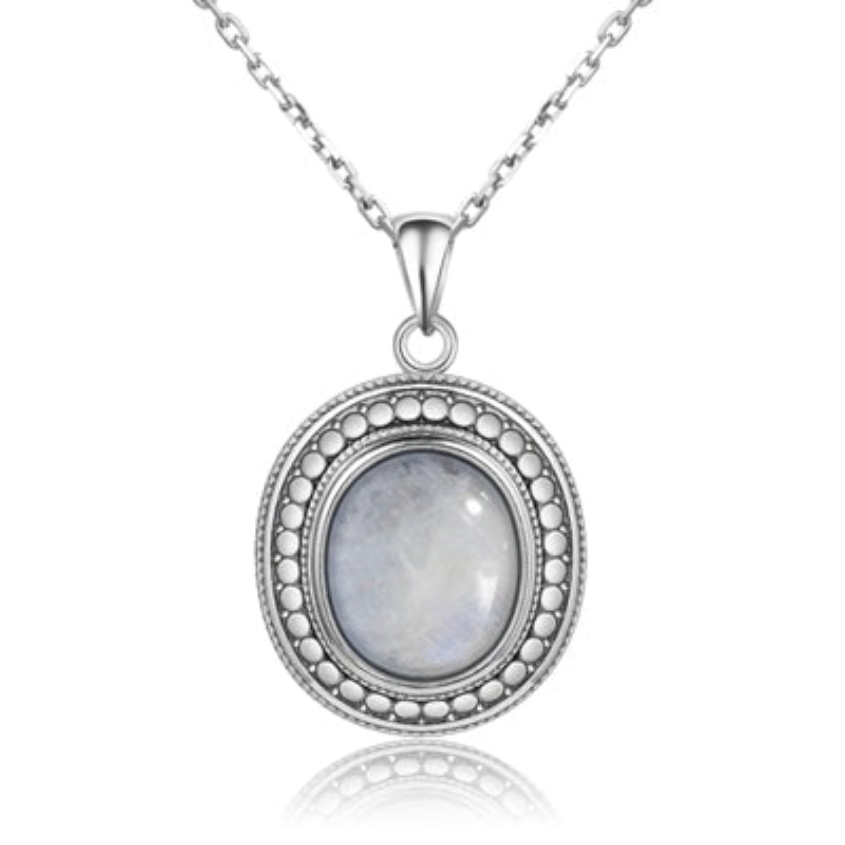Vintage Natural Stones Silver Necklace - Moonstone - Necklaces - Pretland | Spiritual Crystals & Jewelry