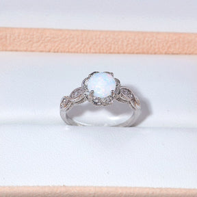 Flower Opal White Gold Plated Ring - Rings - Pretland | Spiritual Crystals & Jewelry
