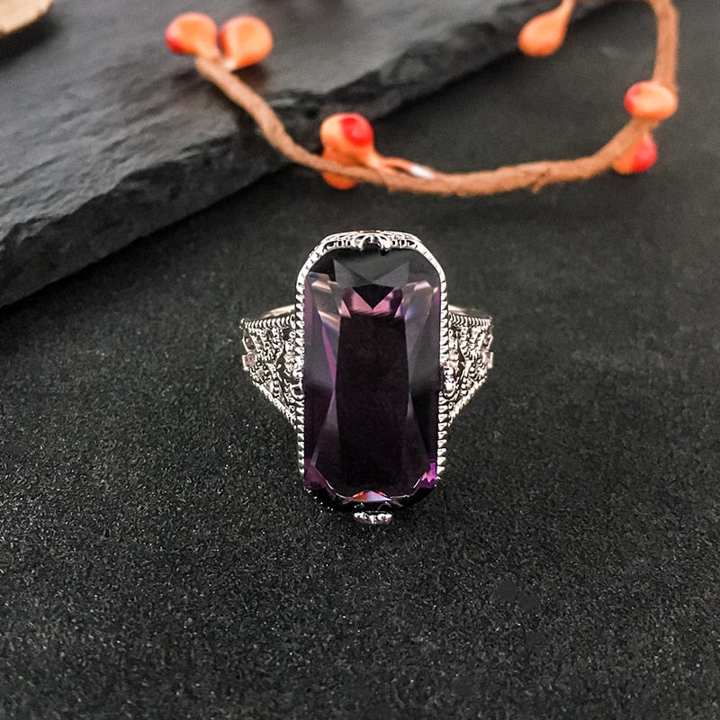Stunning Amethyst Sterling Silver Ring - Rings - Pretland | Spiritual Crystals & Jewelry