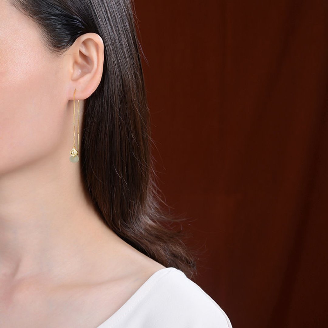 Bohemian Natural Jade Long Earrings - Earrings - Pretland | Spiritual Crystals & Jewelry