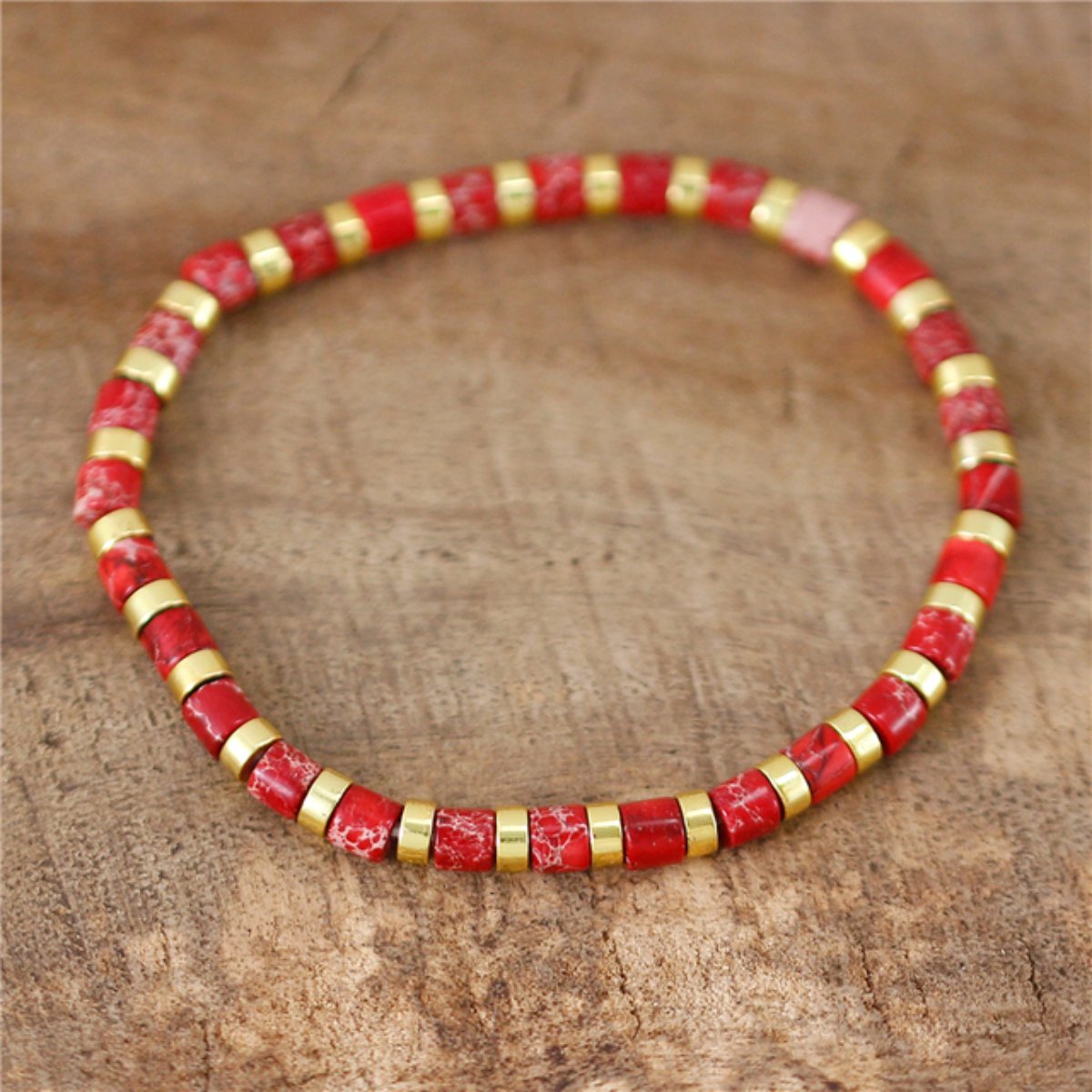 Ethnic Natural Stone Jaspers Beads Bracelet - Red - Bracelets - Pretland | Spiritual Crystals & Jewelry