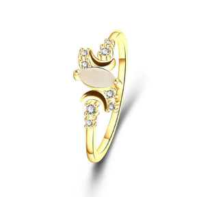 Elegant Moon Shaped Opal Ring - Rings - Pretland | Spiritual Crystals & Jewelry