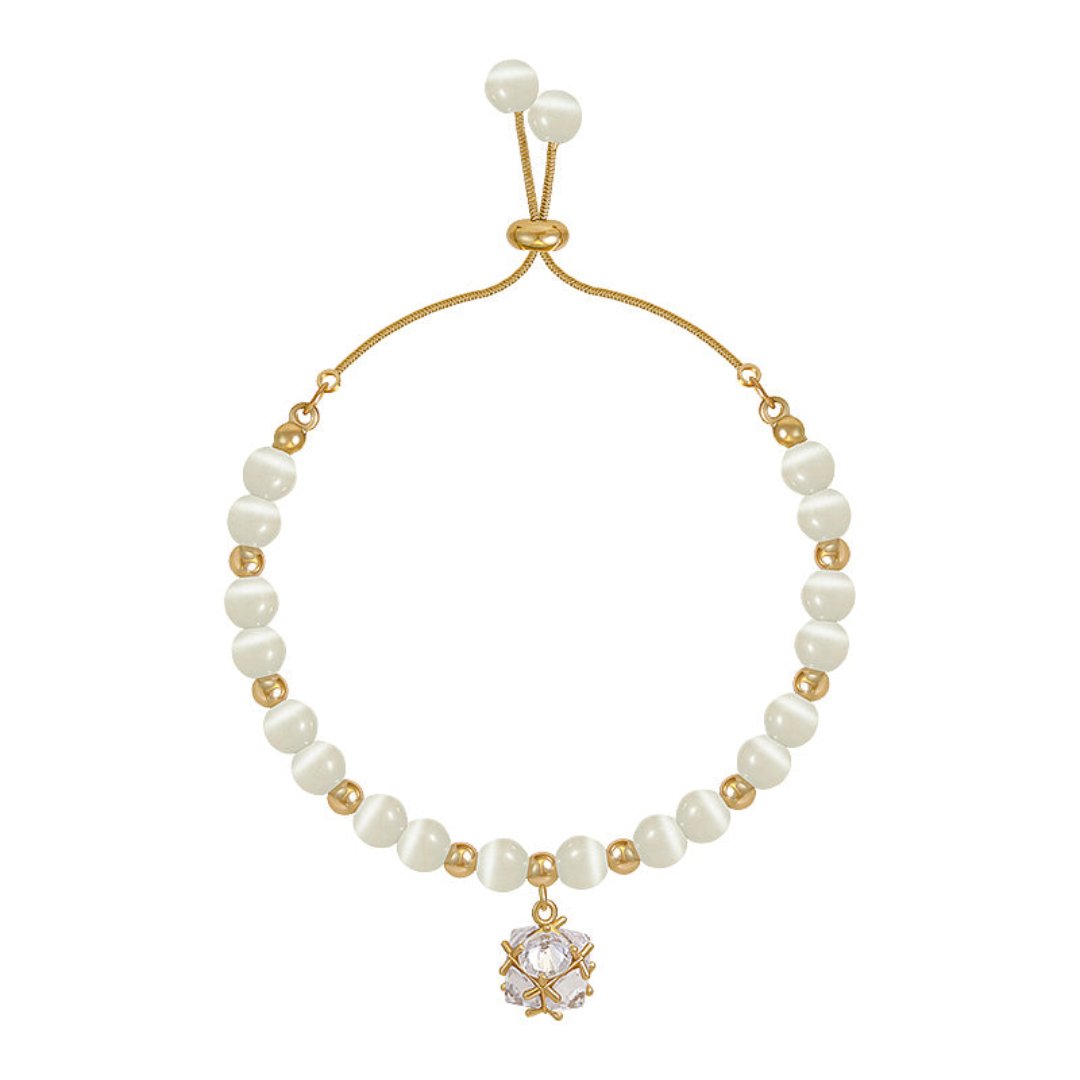 Elegant Opal & Zirconia Charm Bracelet - Bracelets - Pretland | Spiritual Crystals & Jewelry