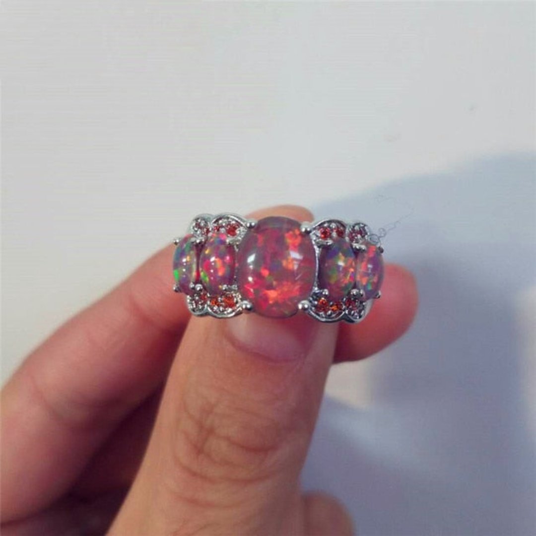 Spiritual Fire Opal & Zirconia Ring - 5 / Orange - Rings - Pretland | Spiritual Crystals & Jewelry