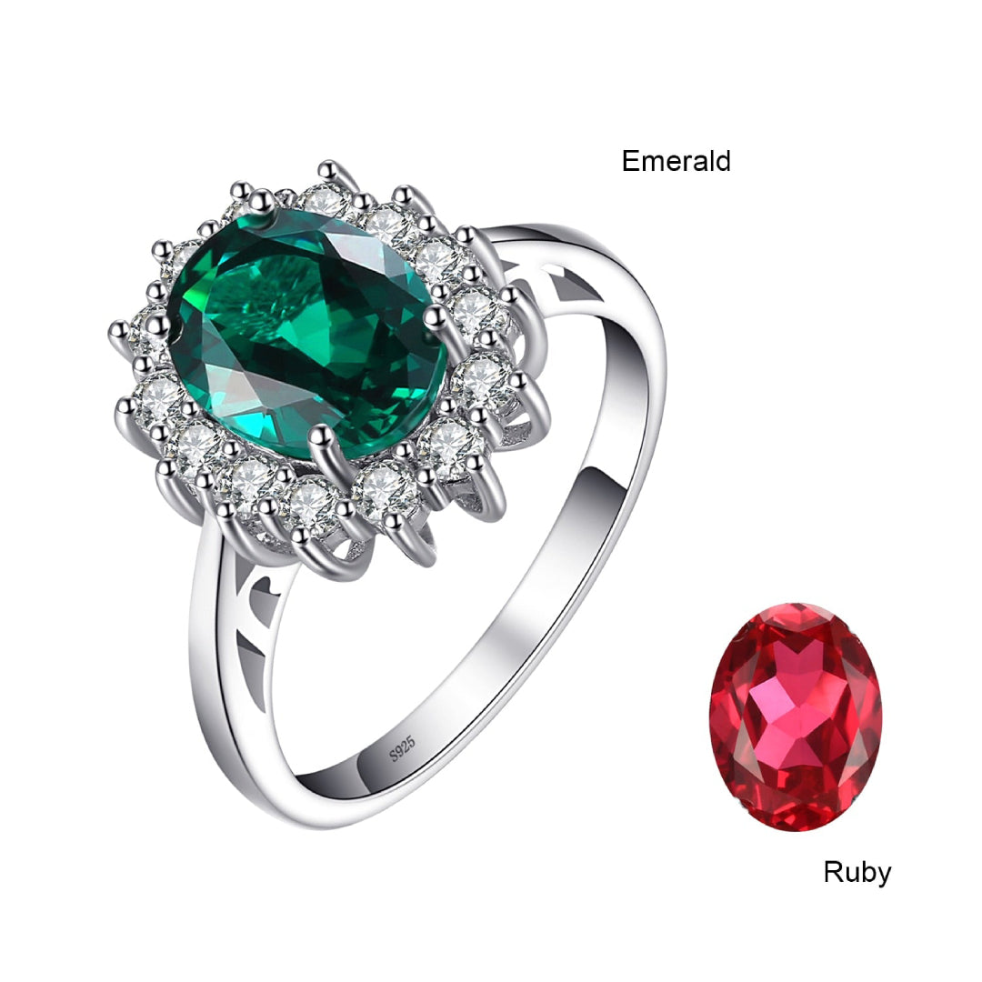 Diana Style Emerald 925 Sterling Silver Ring - Rings - Pretland | Spiritual Crystals & Jewelry