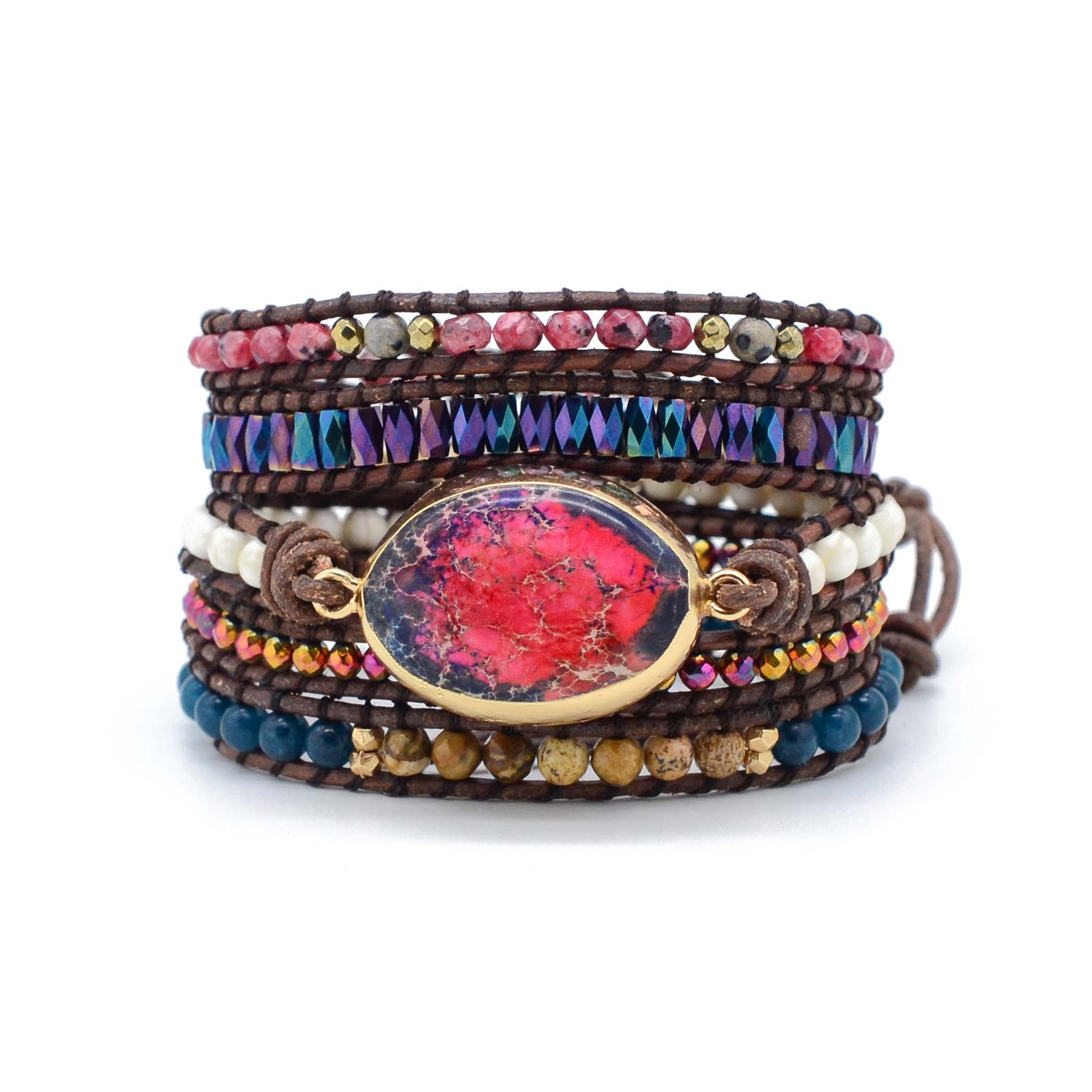 Scarlet Imperial Jasper Bracelet - Wrap Bracelets - Pretland | Spiritual Crystals & Jewelry