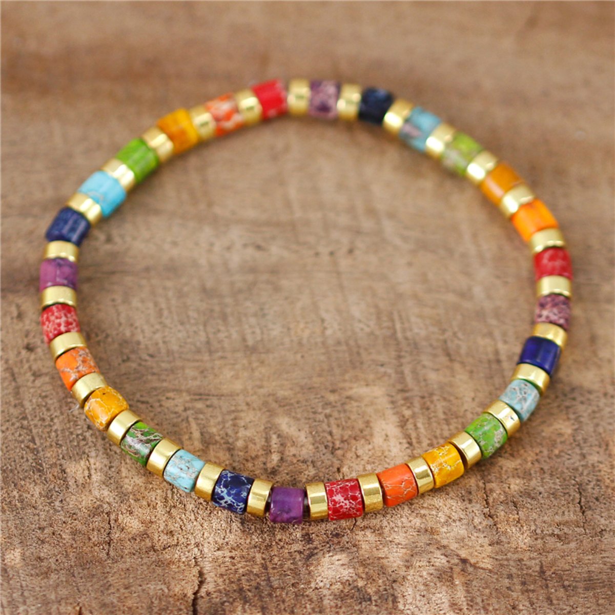 Ethnic Natural Stone Jaspers Beads Bracelet - Multi colors - Bracelets - Pretland | Spiritual Crystals & Jewelry