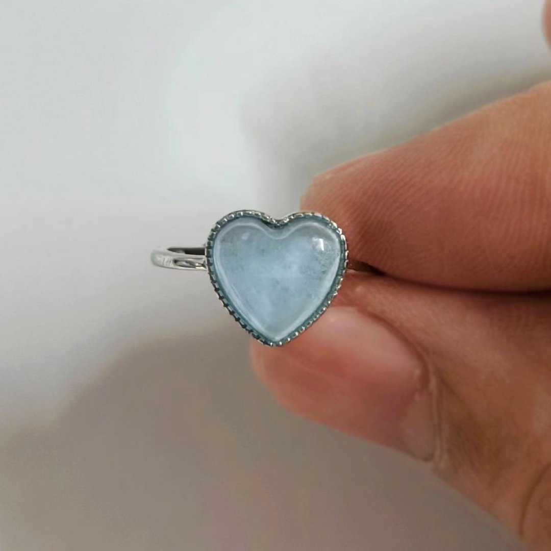 Vintage Heart Shape Aquamarine Adjustable Ring - Rings - Pretland | Spiritual Crystals & Jewelry