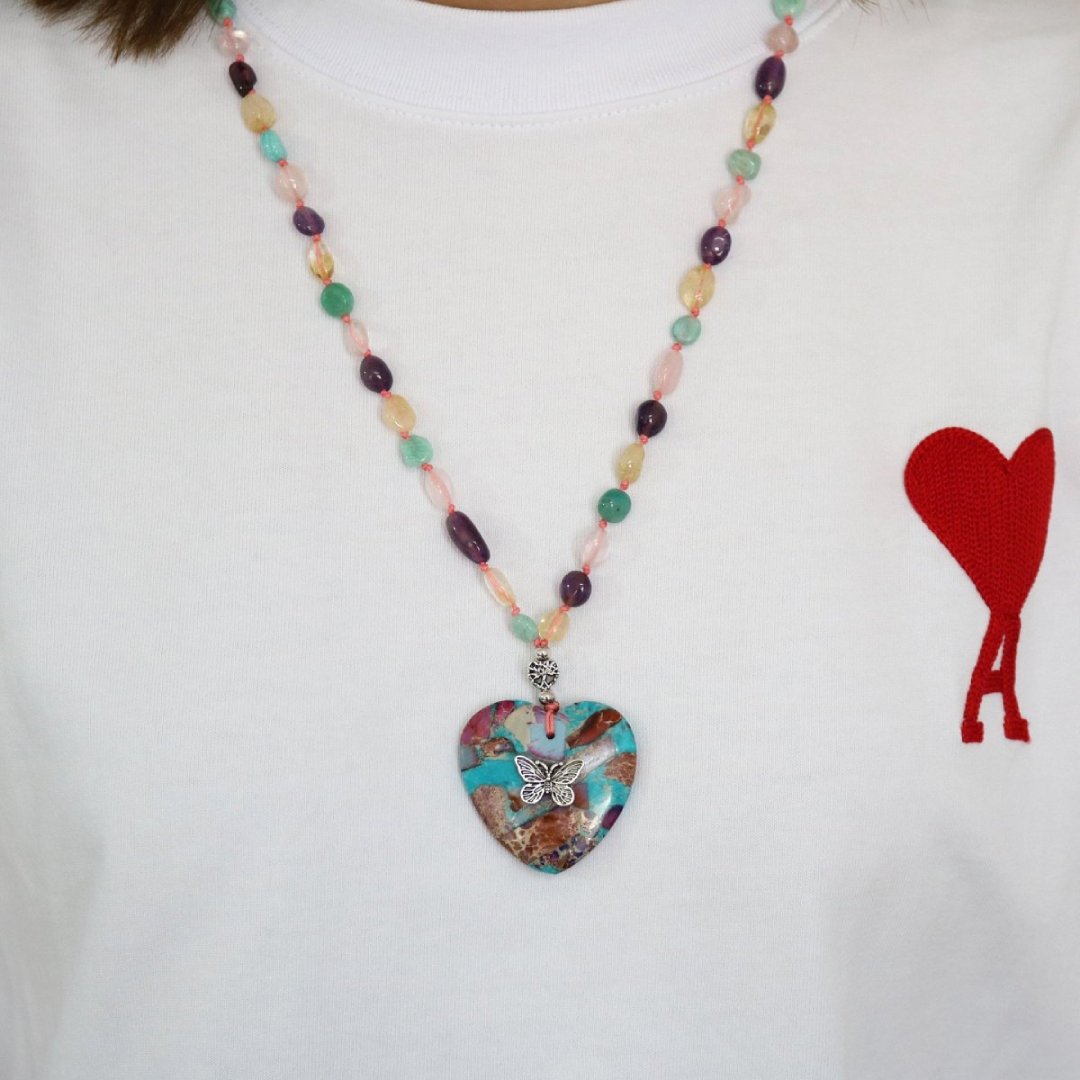 Butterfly Heart Amazonite Stones Necklace - Necklaces - Pretland | Spiritual Crystals & Jewelry