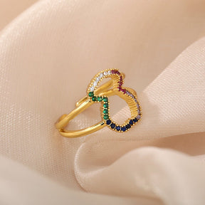 Vintage Chic Colorful Zirconia Adjustable Ring - Rings - Pretland | Spiritual Crystals & Jewelry