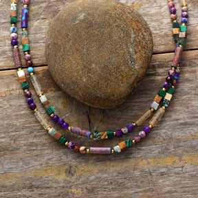 Bohemian Mix Stones Two Layers Necklace - Necklaces - Pretland | Spiritual Crystals & Jewelry