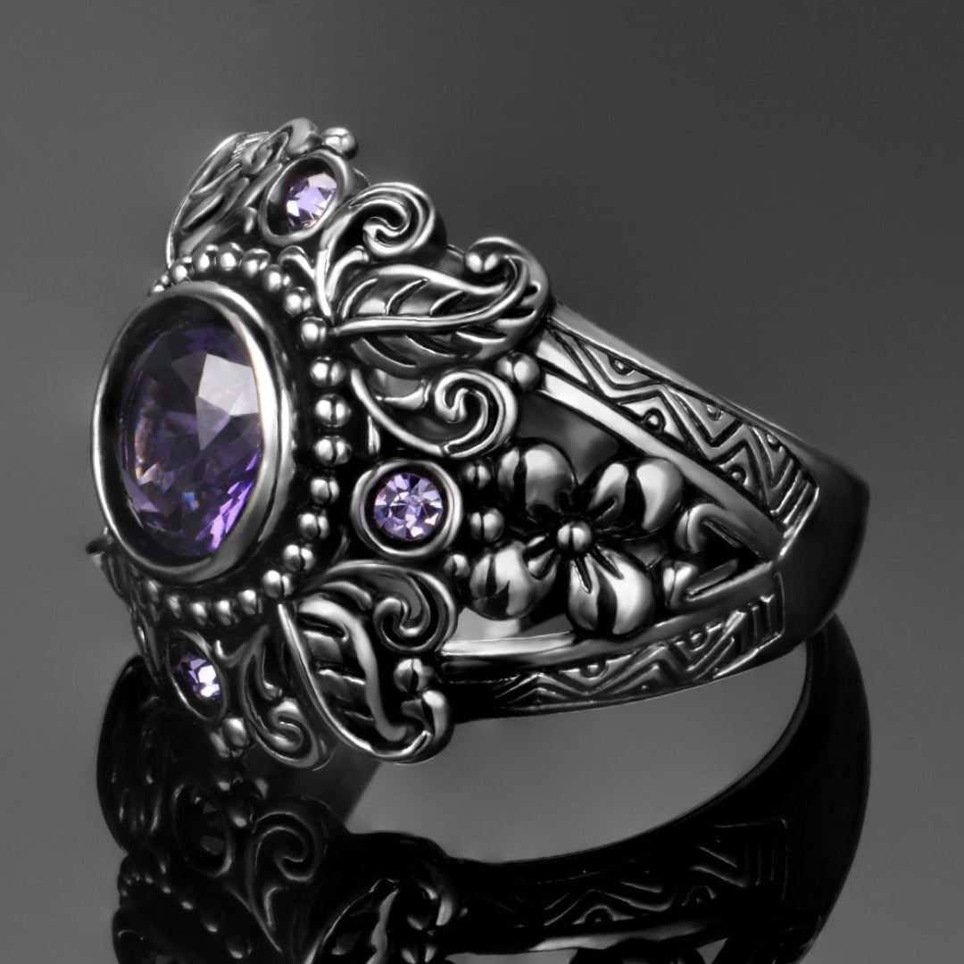 Vintage Style Amethyst 925 Sterling Silver Ring - Rings - Pretland | Spiritual Crystals & Jewelry