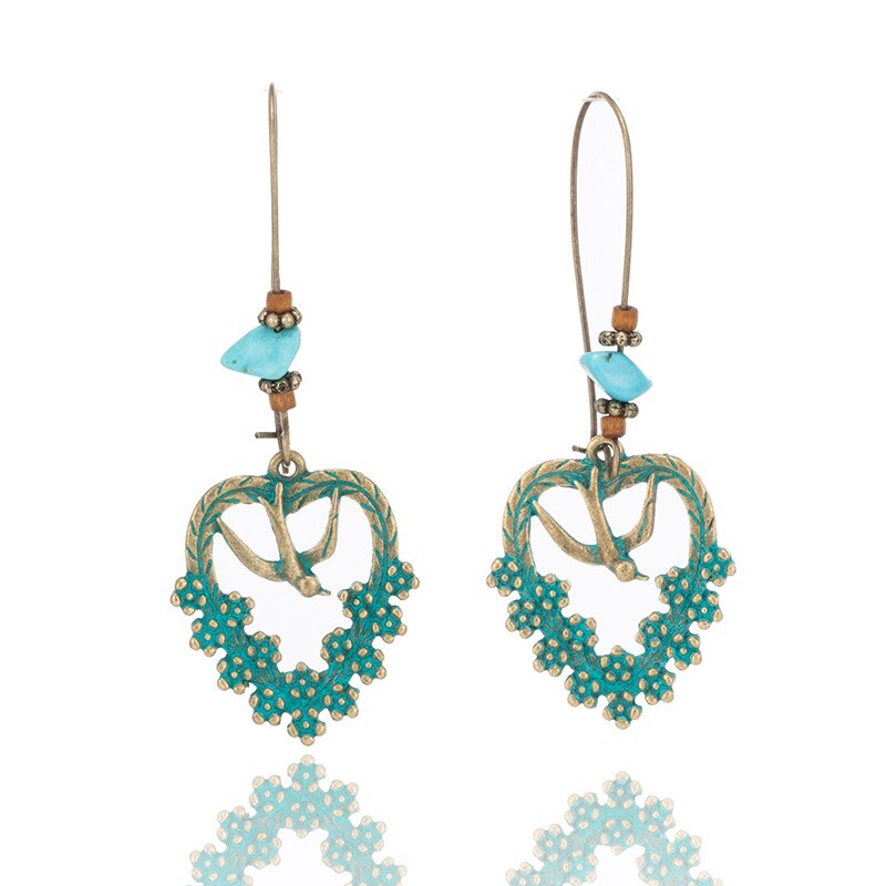 Turquoise Leaf Earrings - Style 07 - Earrings - Pretland | Spiritual Crystals & Jewelry