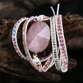 Goddess of Love Rose Quartz Bracelet - Wrap Bracelets - Pretland | Spiritual Crystals & Jewelry